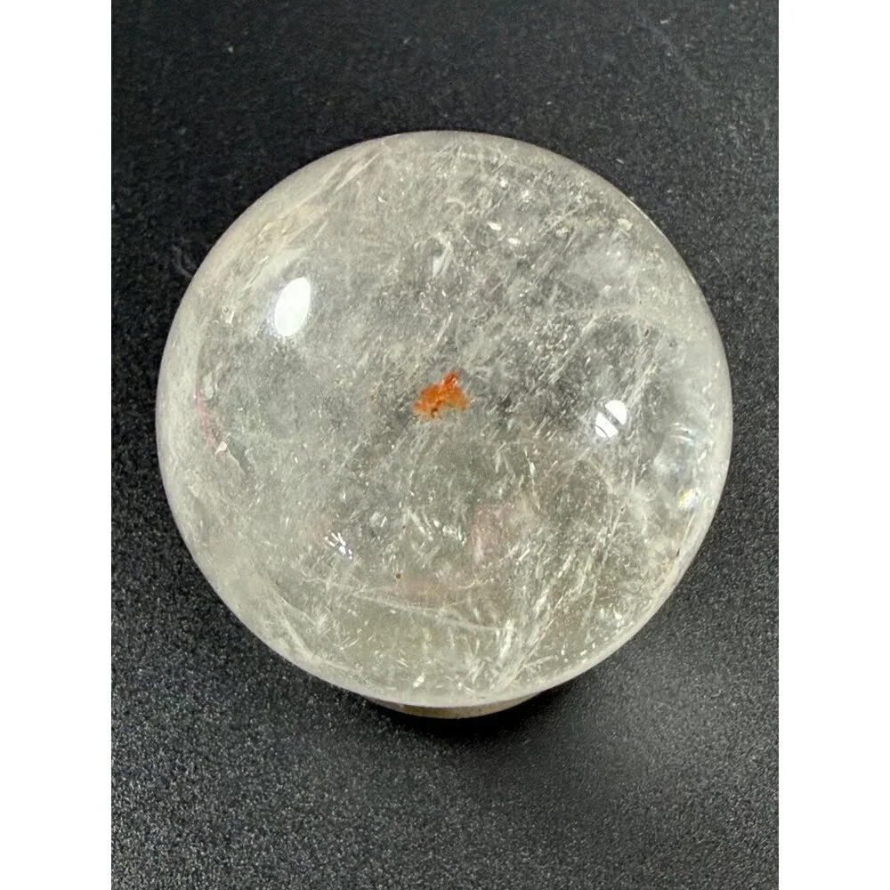 Natural Clear Quartz Sphere with Ring/Stand 38.8mm 2.9oz Healing Crystal Stone